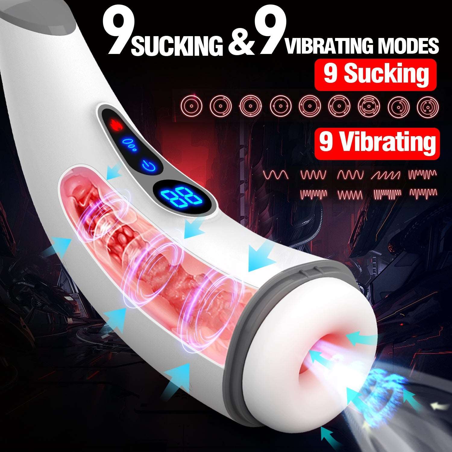 007 PRO 9-Frequency Suction 9-Frequency Vibration Heating and Sound-Enabled Male Masturbator