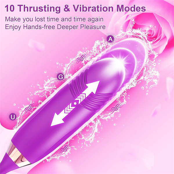 Lurevibe - Rose Muncher Rose Kiss Tongue Vibrator With Thrusting Dildo Vibrator