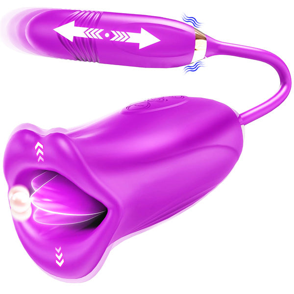 Lurevibe - Rose Muncher Rose Kiss Tongue Vibrator With Thrusting Dildo Vibrator