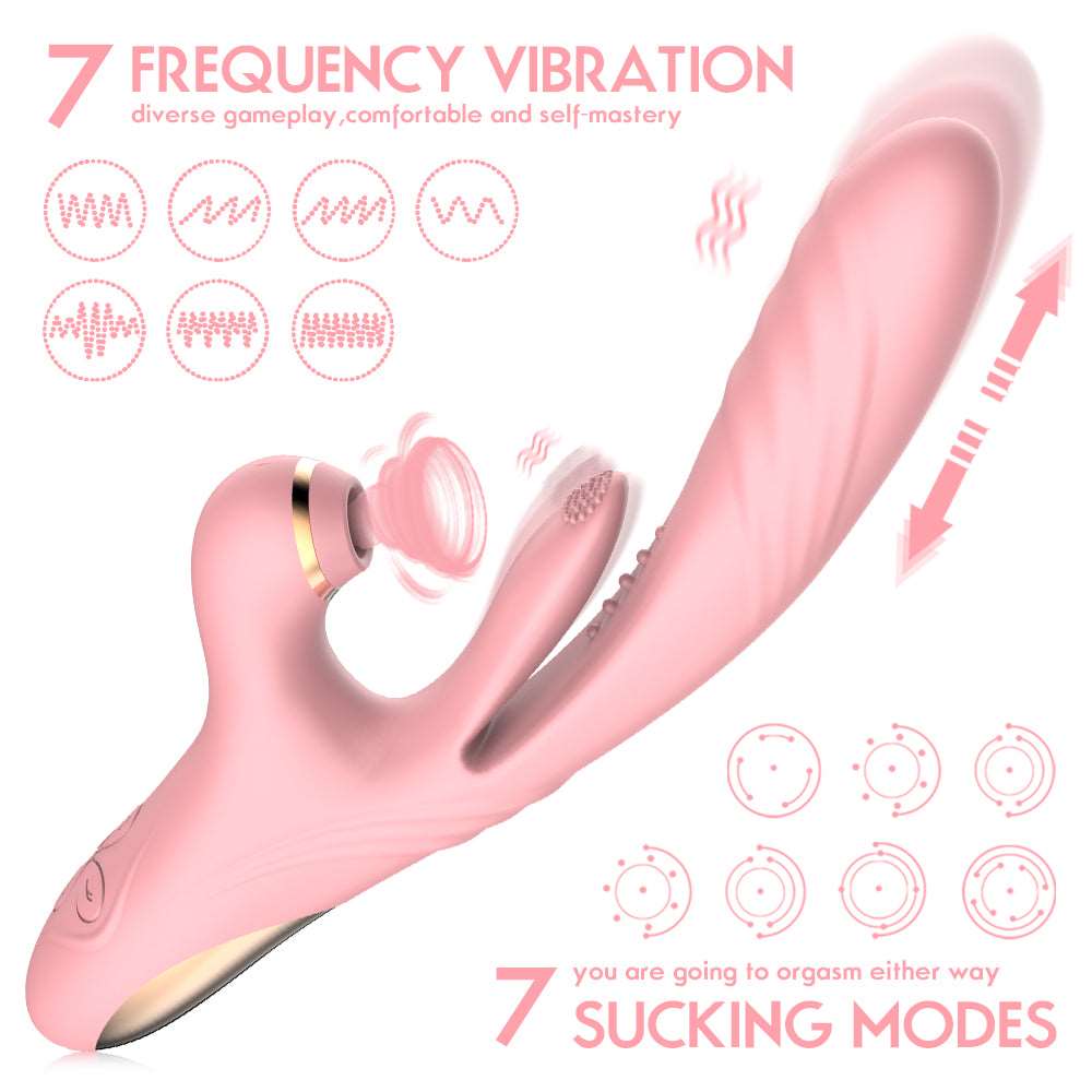 Desiretouch - 3 in 1 Suction & Thrusting Vibrator With Tongue For Clitoris & G-spot