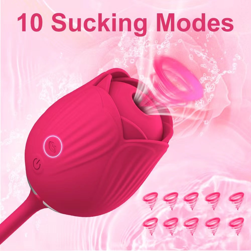 Lurevibe - Rose Toy Vibrator Female Telescopic Egg Jumping Tongue Licker Sex Toys