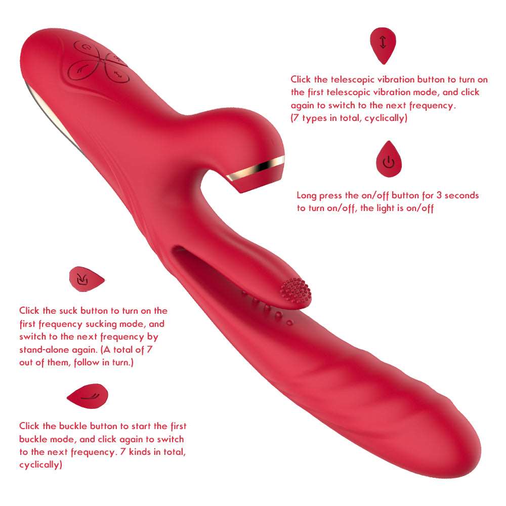 Desiretouch - 3 in 1 Suction & Thrusting Vibrator With Tongue For Clitoris & G-spot