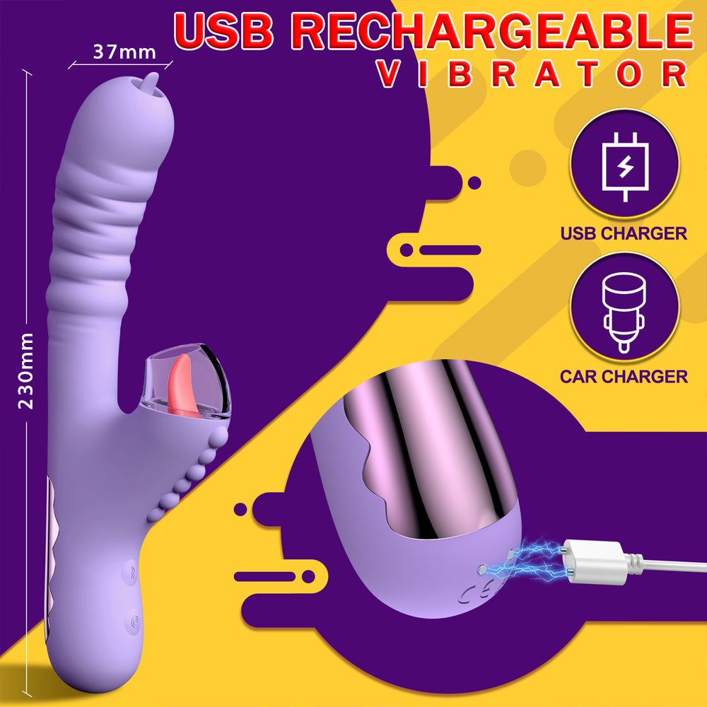 Lurevibe - Small Dinosaur Vibrator - Multi-frequency Telescopic Tongue Sucking Clit Stimulation Vibrator