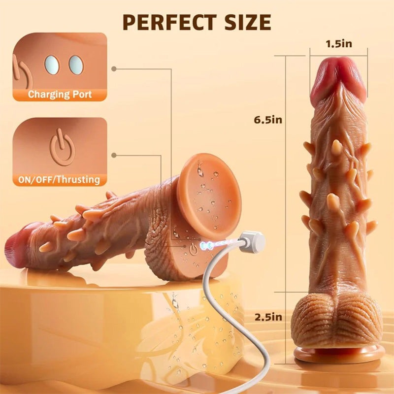 3 Thrusting & 9 Vibration G Spot Anal Stimulation Heating Dildo