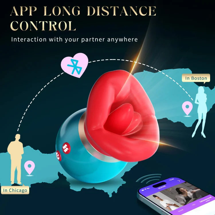 Desiretouch - 3 in 1 App Remote Control Big Mouth Vibrator With 360° Tongue Licking & Sucking & Vibrating