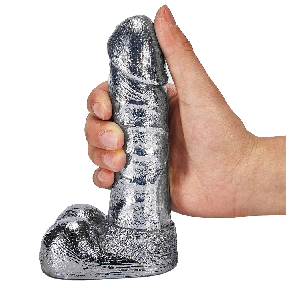 Silver Dildo 6.8 Inch G spot Monster Metal Dildo Sex Toy for Women