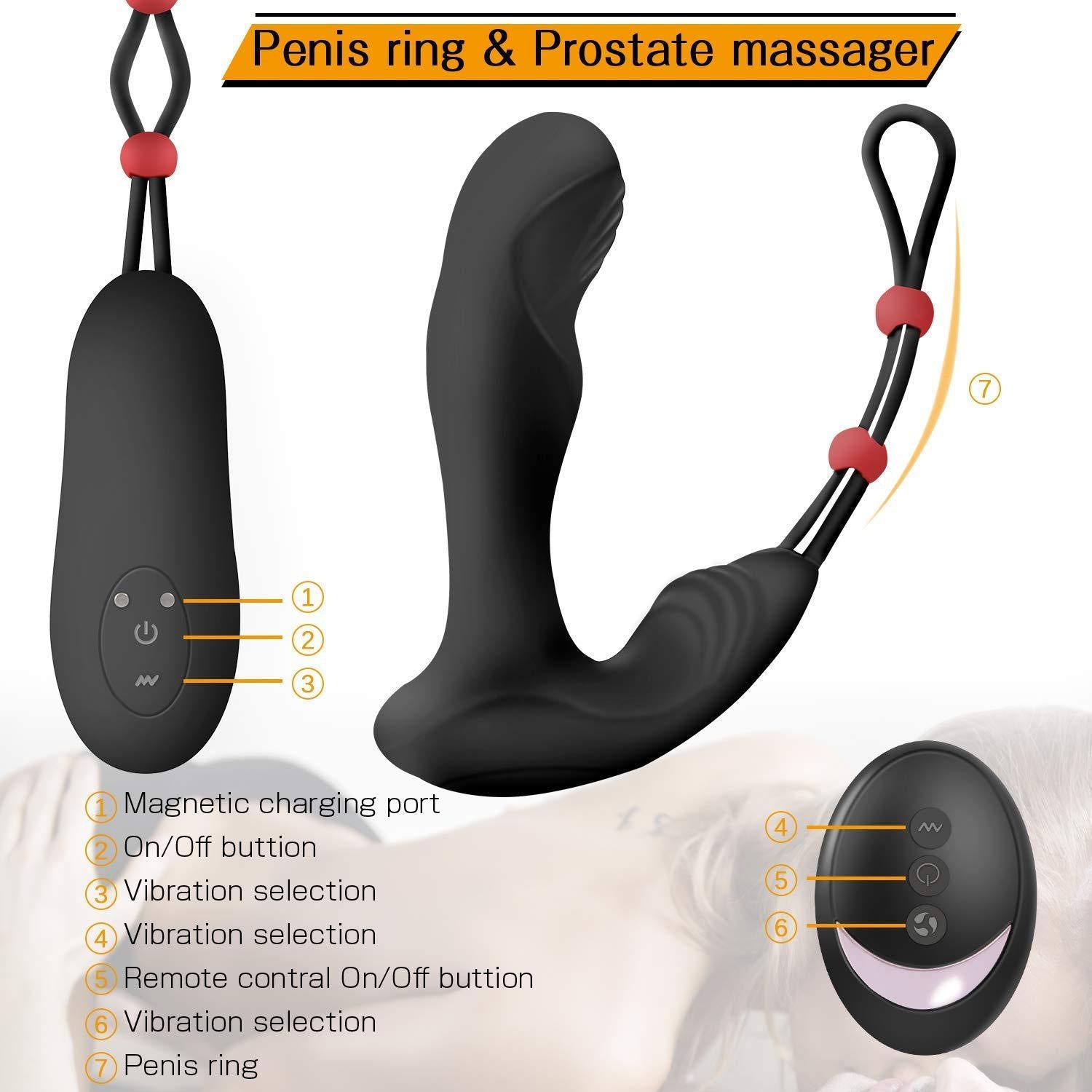 Lurevibe - Men's wireless remote control backyard bead pulling 9-frequency vibrating anal plug prostate toy