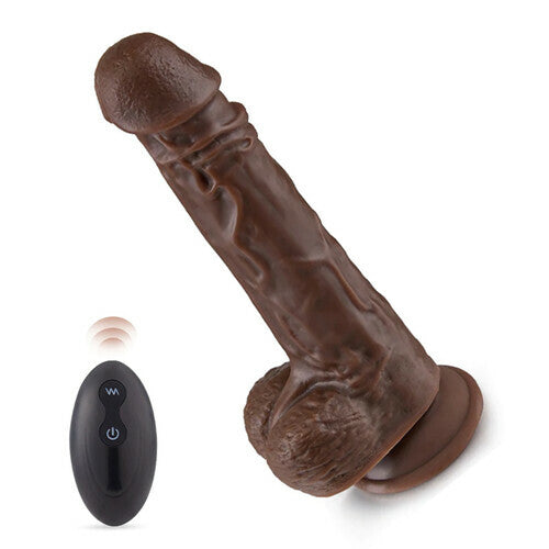 Desiretouch - Double-Ended Dildos Female 10 Frequency Variable Sex Machine Clitoris Vibrator - 9.05 Inch Realistic 8 Thrusting Vibrating Heating Black Dildo with Remote Control