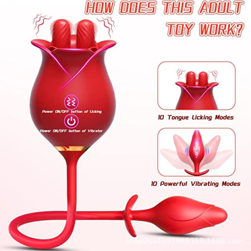 Lurevibe - Romeo Double-pistil Tongue-licking Rose Toy With Vibrating Anal Plug