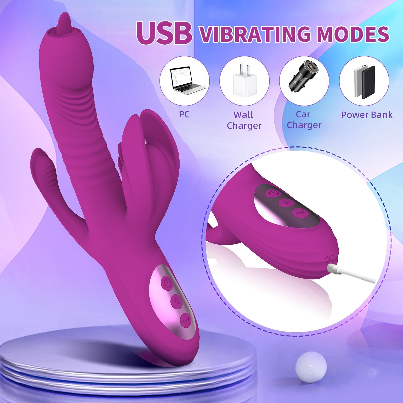 Lurevibe -Trident 4-in-1 Heating Telescopic Swinging Tongue-licking Vibrator