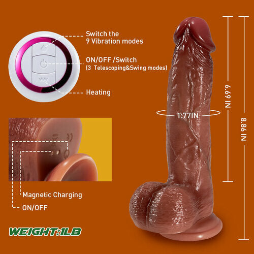 Desiretouch - Double-Ended Dildos Female 10 Frequency Variable Sex Machine Clitoris Vibrator - 9 Vibrating 3 Telescoping Swing Realistic Dildo Vibrator 8.86 Inch