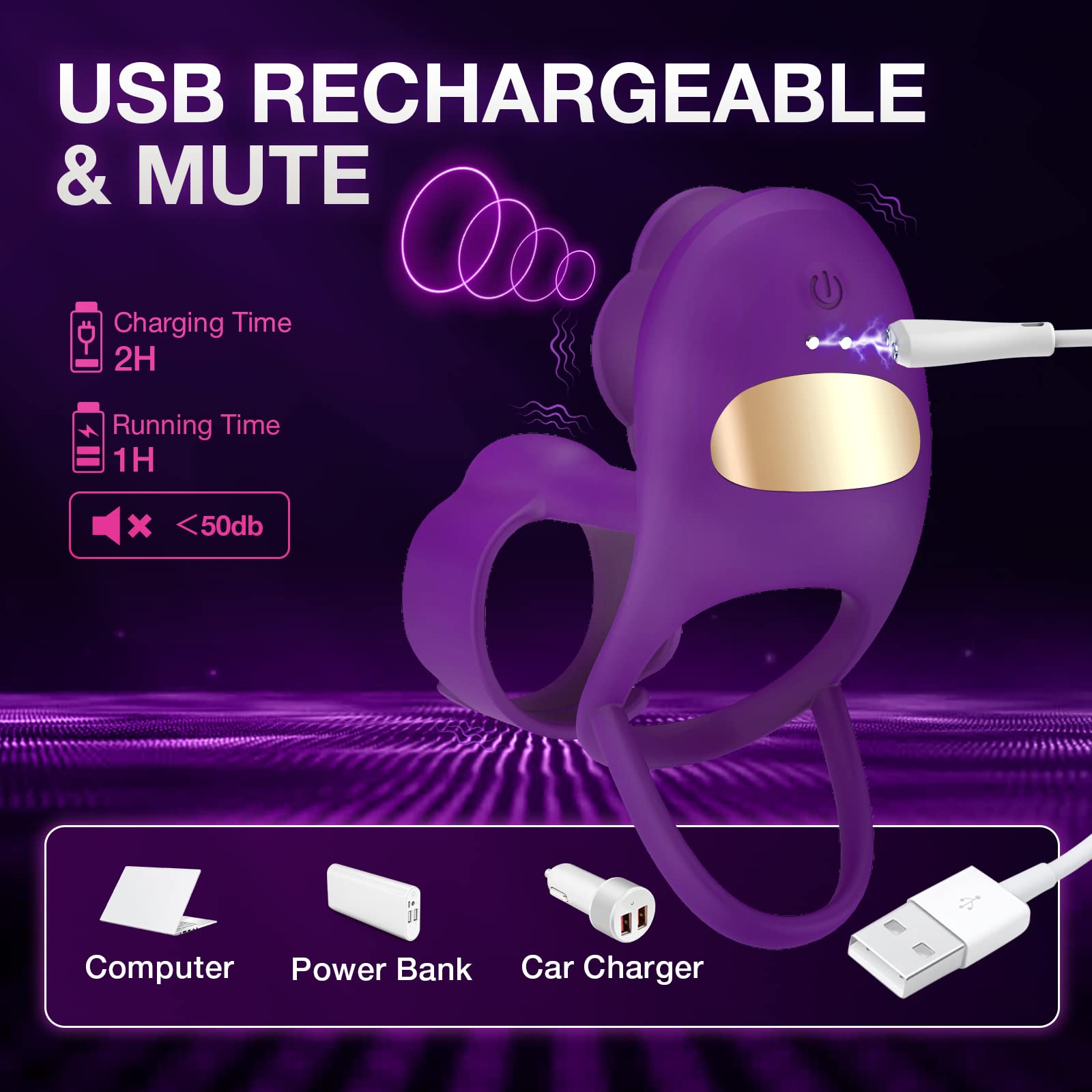 Desiretouch - 3 IN 1 Vibrating Rose Penis Ring with 10 Vibration