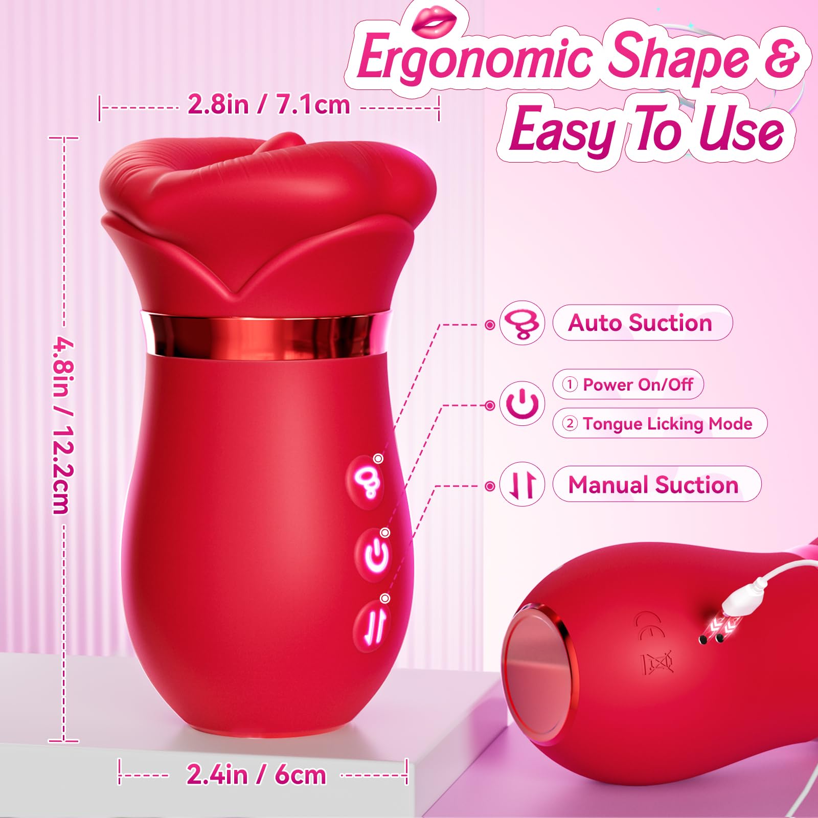 Lurevibe - 4IN1 Mouth Sucking Vibrator Rose Sex Toy