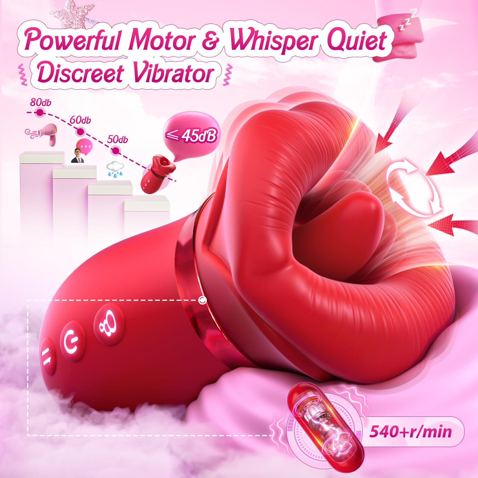 Lurevibe - 4IN1 Mouth Sucking Vibrator Rose Sex Toy