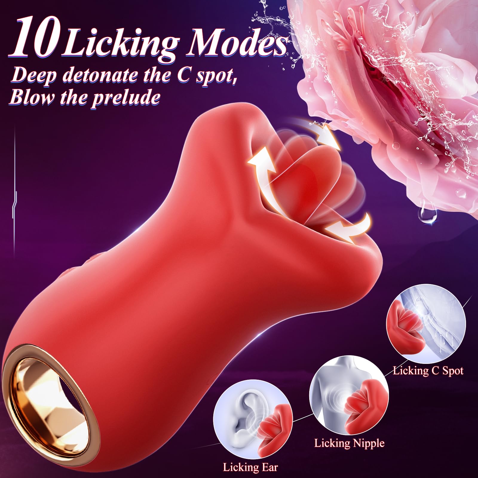 Lurevibe - 3IN1 Handle Mouth-Shaped 10 Tongue Licking Kissing