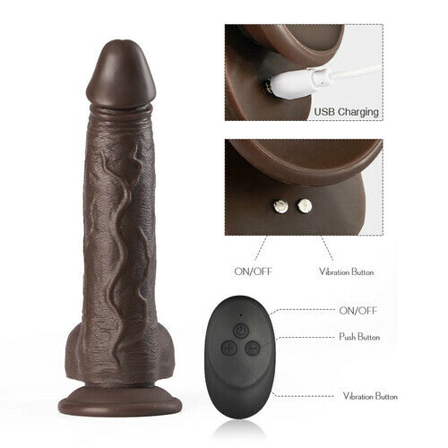 Lurevibe - K05 Emulated Black Coffee Masculine Wireless Telescopic Rotating Vibrating Rod