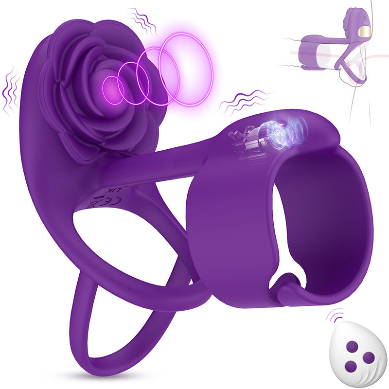 Desiretouch - 3 IN 1 Vibrating Rose Penis Ring with 10 Vibration