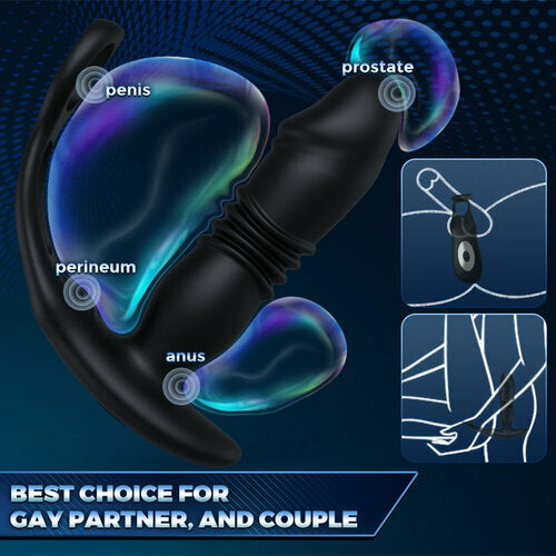 3 -Thrusting & 12 -Vibrating Cock Rings Prostate Massager