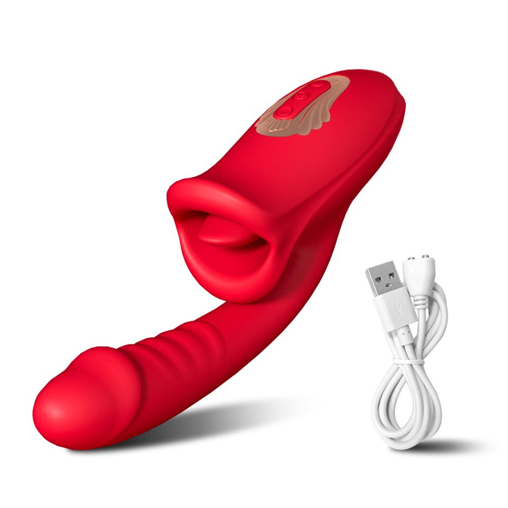 Lurevibe - Rose Muncher Mouth Shaped Lip Biting Vibrator With G Spot Vibrator