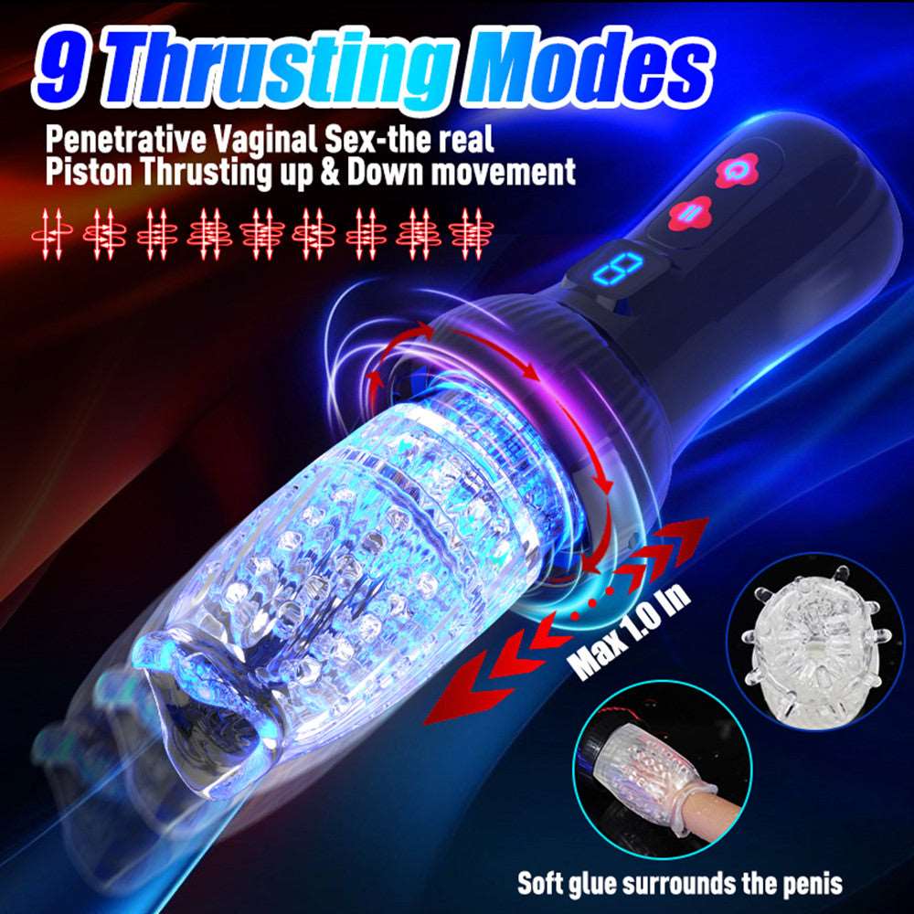 Lurevibe - Gawk Gawk 6000 4.0 Version Torch 9 *9 Thrusting Rotating Penis Stroker Male Rose Toy