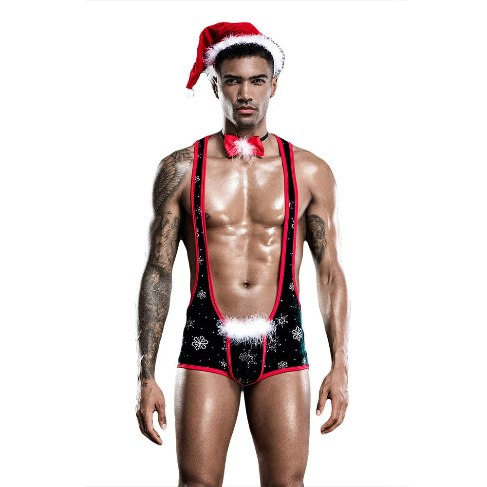 Lurevibe - Christmas Men's Sexy Lingerie One-piece Christmas Costume For Male