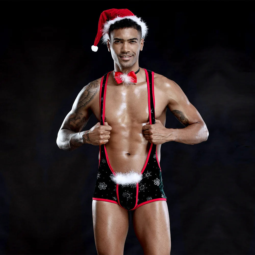 Lurevibe - Christmas Men's Sexy Lingerie One-piece Christmas Costume For Male