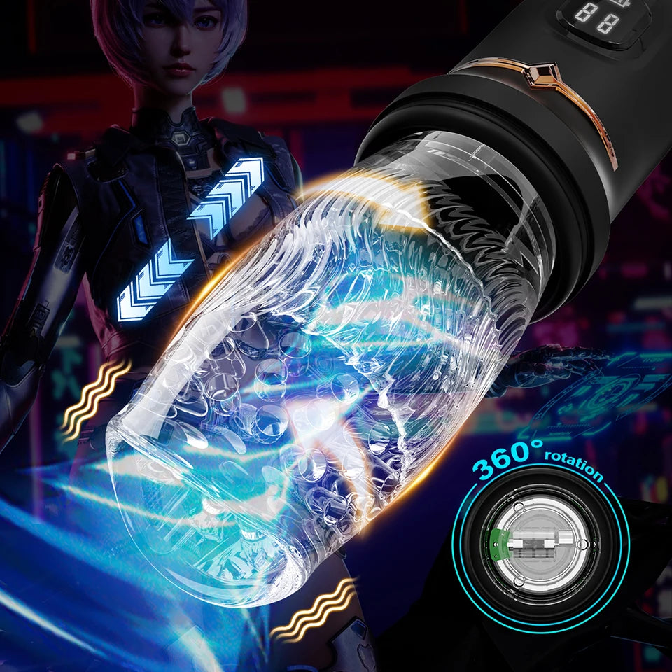 Lurevibe - Gawk Gawk 9000 LED Automatic Electric Piston Rotating Sucker Male Blowjob Masturbator