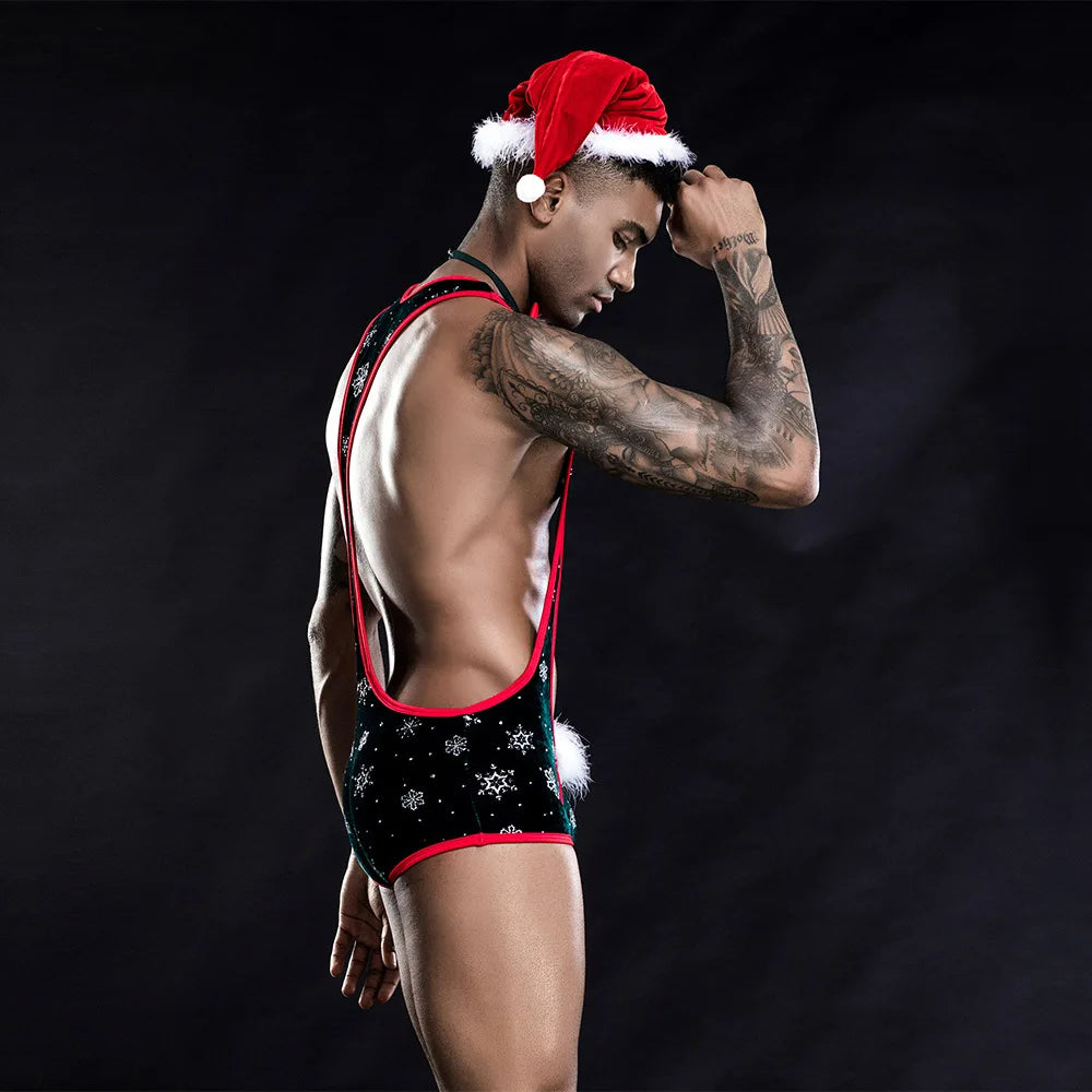 Lurevibe - Christmas Men's Sexy Lingerie One-piece Christmas Costume For Male