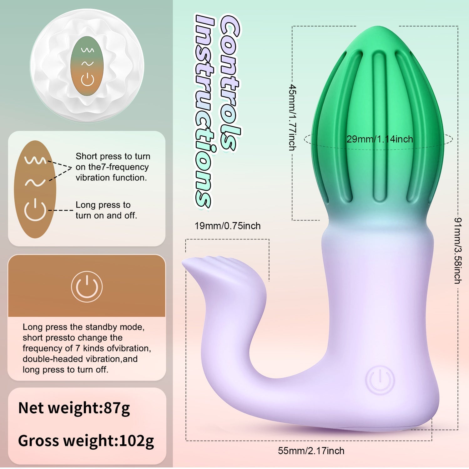 Wireless Remote Control Rocket Butt Plug Prostate Massager