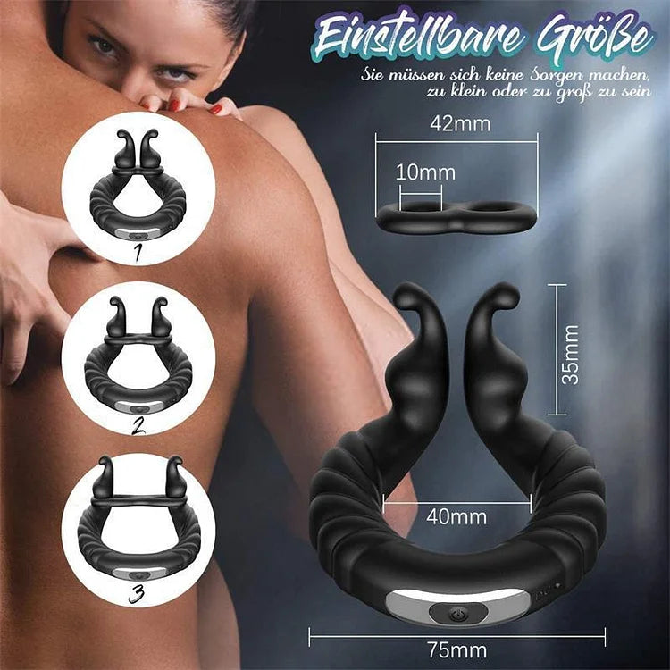 Lurevibe - Vibrating Dual Penis Ring Dildo Stretchy Cock Ring