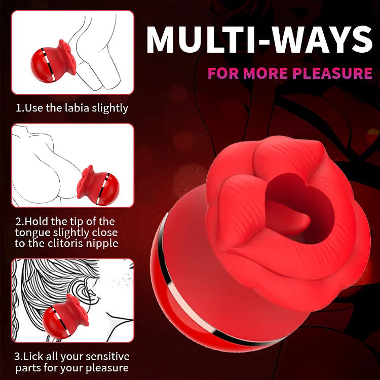 Desiretouch - Rose Lip Suction Tongue Licking Massager Clitoral Stimulator