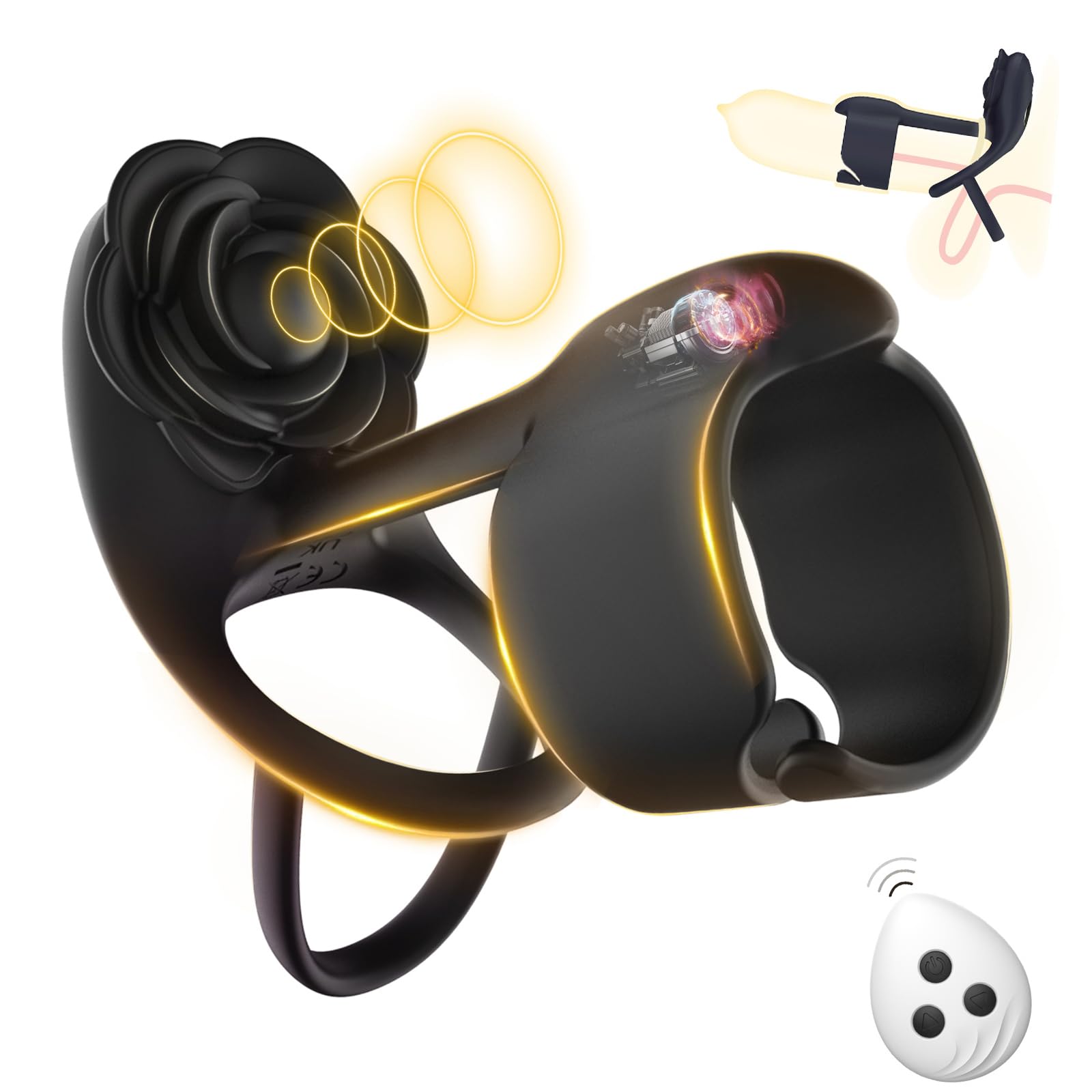 Desiretouch - 3 IN 1 Vibrating Rose Penis Ring with 10 Vibration