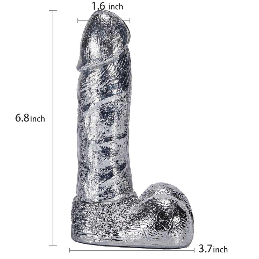 Silver Dildo 6.8 Inch G spot Monster Metal Dildo Sex Toy for Women