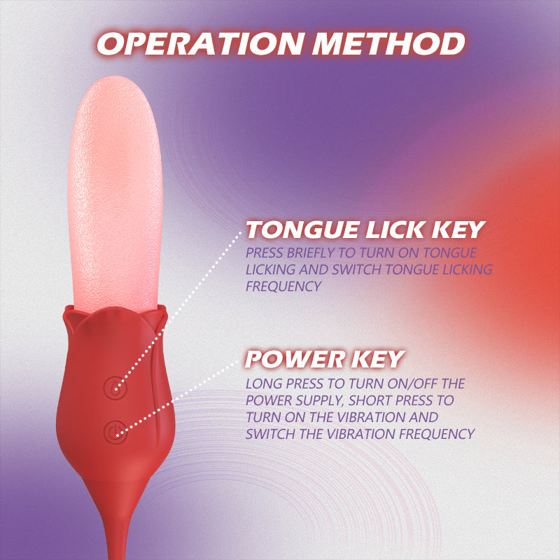 Lurevibe - Mia 2-in-1 Upgraded Tongue-licking Rose Toy With Licking Bullet Vibrator