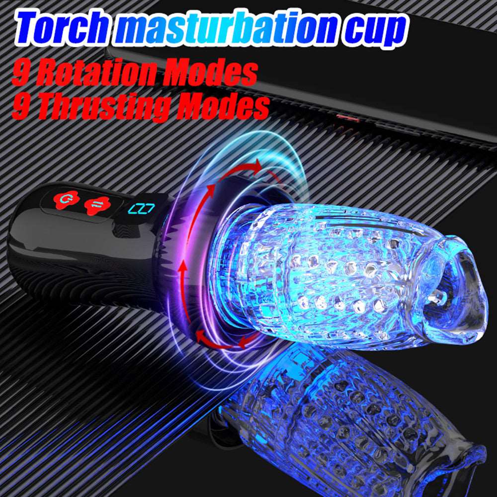 Lurevibe - Gawk Gawk 6000 4.0 Version Torch 9 *9 Thrusting Rotating Penis Stroker Male Rose Toy