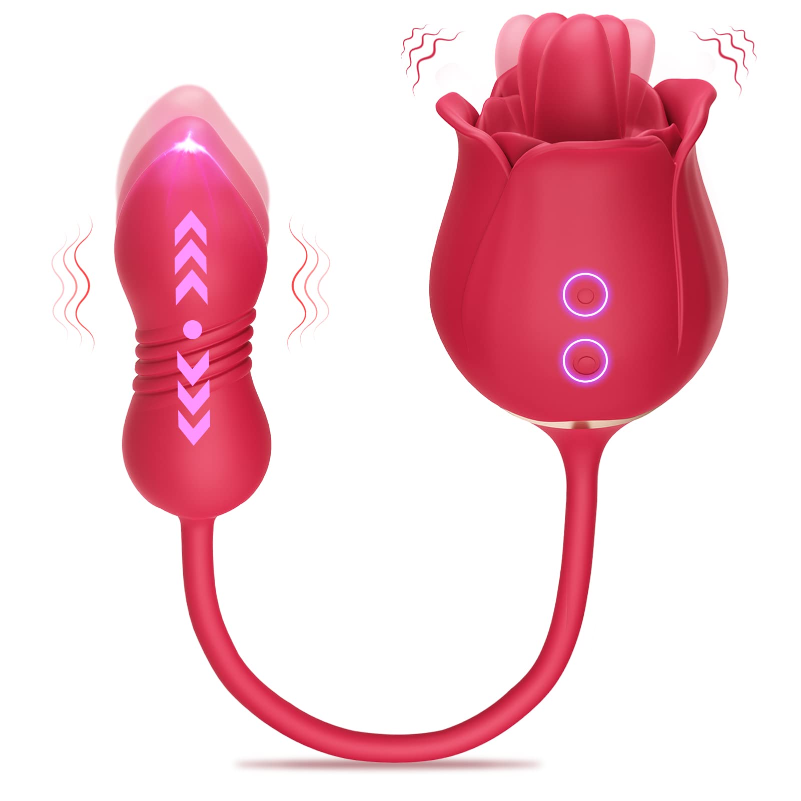 Lurevibe - Rose Toy Vibrator Female Telescopic Egg Jumping  Tongue Licker Sex Toys