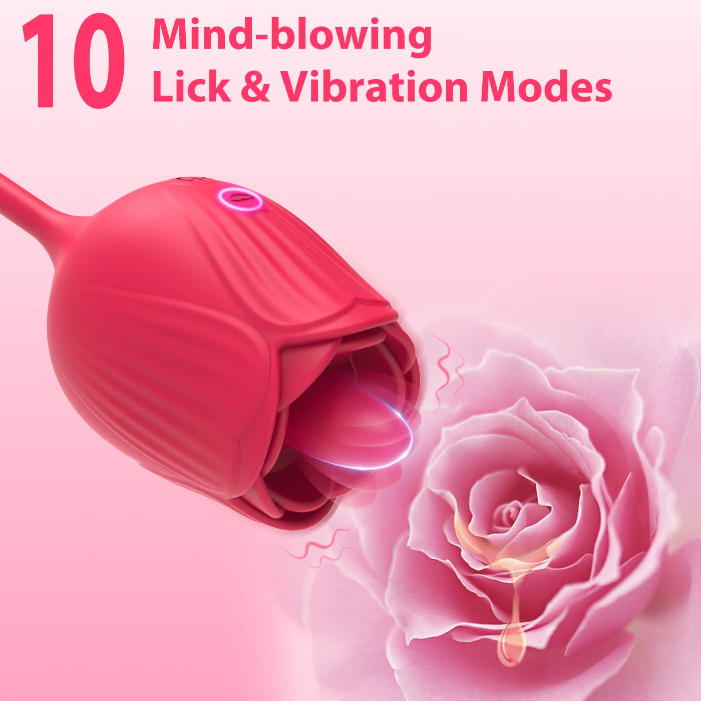 Lurevibe - Rose Female Tongue Licking Egg Jumping Telescopic Masturbation Device Double-headed Vibrating Sex Toy