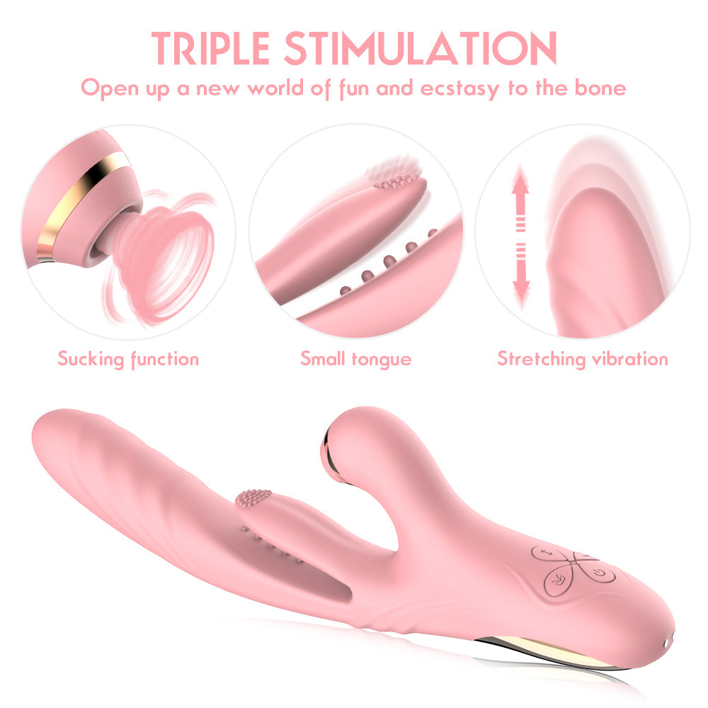 Desiretouch - 3 in 1 Suction & Thrusting Vibrator With Tongue For Clitoris & G-spot