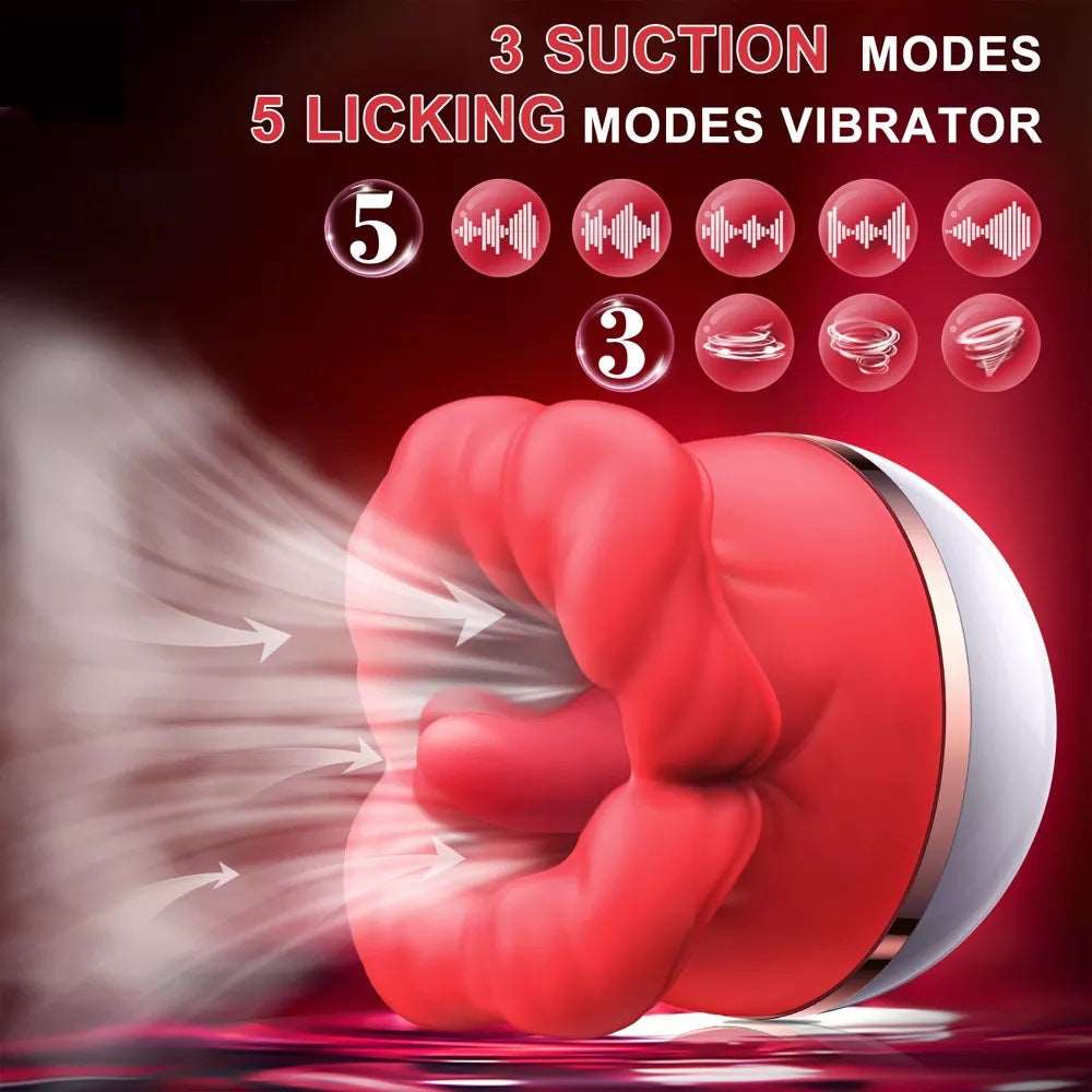 Lurevibe - Big-Mouth Tongue Sucking Female Masturbator Massager Rechargeable Vibrator