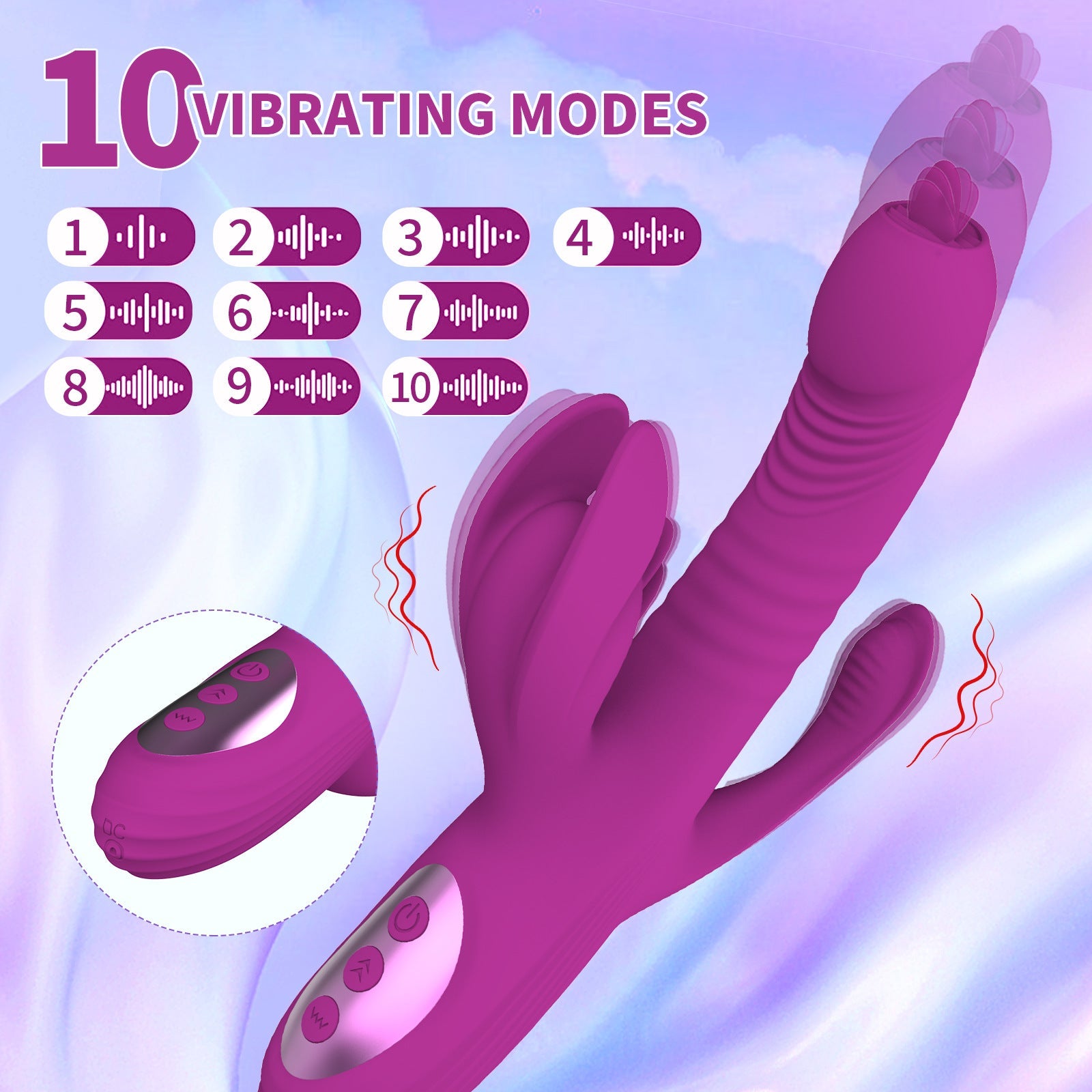 Lurevibe -Trident 4-in-1 Heating Telescopic Swinging Tongue-licking Vibrator