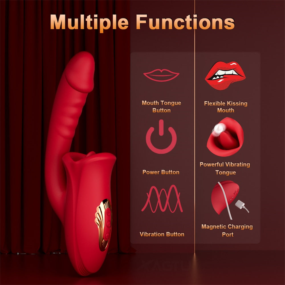 Lurevibe - Rose Muncher Mouth Shaped Lip Biting Vibrator With G Spot Vibrator