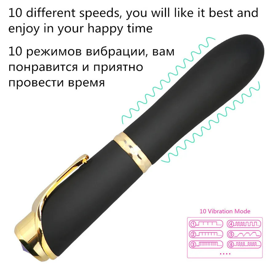 Lurevibe 10 Speed Pen-shaped G-spot Vibrating Dildo Magic Massager